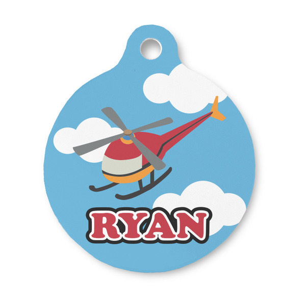 Custom Helicopter Round Pet ID Tag - Small (Personalized)