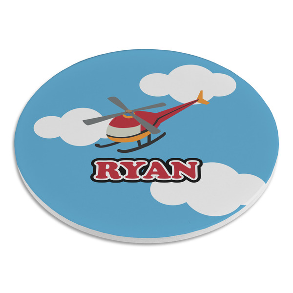 Helicopter Round Stone Trivet - Angle View