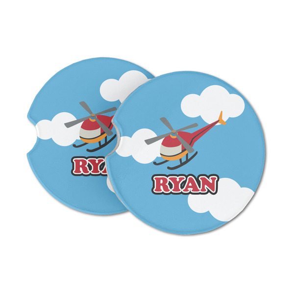 Custom Helicopter Sandstone Car Coasters - Set of 2 (Personalized)