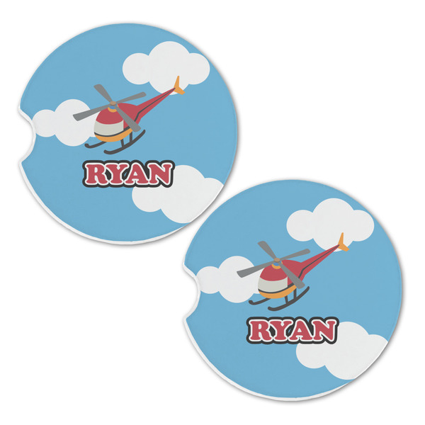 Helicopter Sandstone Car Coasters - Set of 2