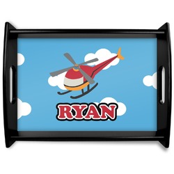 Helicopter Black Wooden Tray - Large (Personalized)