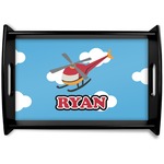 Helicopter Black Wooden Tray - Small (Personalized)