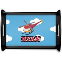 Helicopter Black Wooden Tray - Small (Personalized)