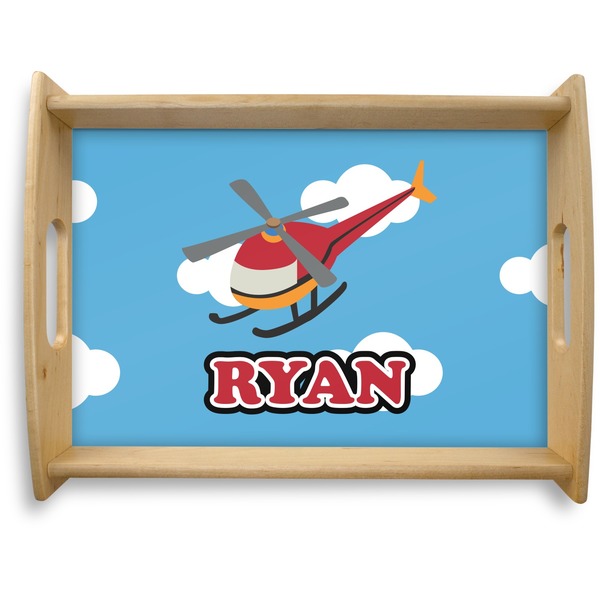 Custom Helicopter Natural Wooden Tray - Large (Personalized)