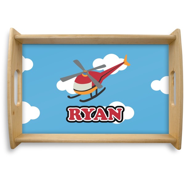 Custom Helicopter Natural Wooden Tray - Small (Personalized)