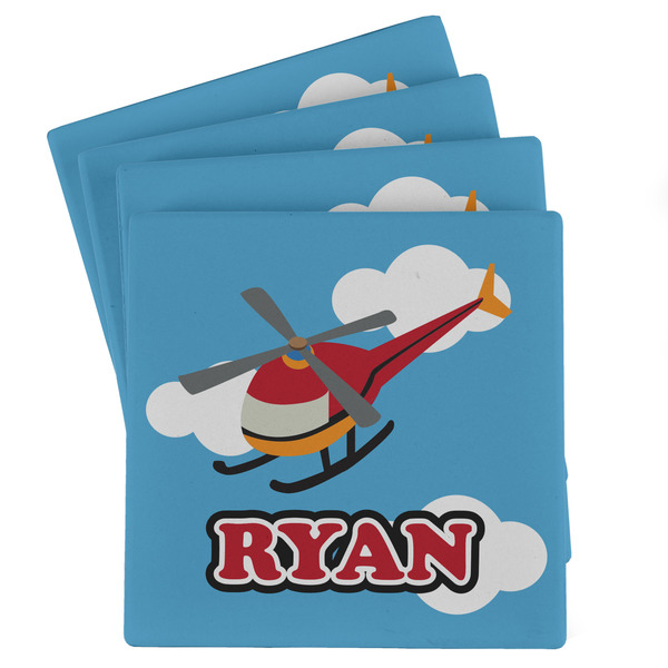 Custom Helicopter Absorbent Stone Coasters - Set of 4 (Personalized)