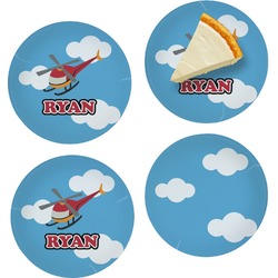 Helicopter Set of 4 Glass Appetizer / Dessert Plate 8" (Personalized)