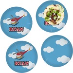 Helicopter Set of 4 Glass Lunch / Dinner Plate 10" (Personalized)