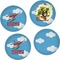 Helicopter Set of 4 Glass Lunch / Dinner Plate 10" (Personalized)