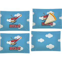 Helicopter Set of 4 Glass Rectangular Appetizer / Dessert Plate (Personalized)