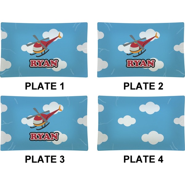 Helicopter Set of Rectangular Dinner Plates (Approval)
