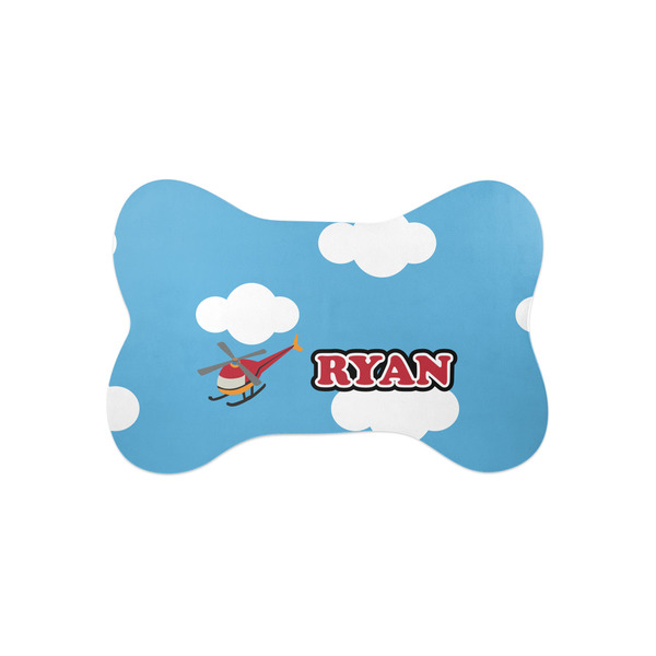 Custom Helicopter Bone Shaped Dog Food Mat (Small) (Personalized)