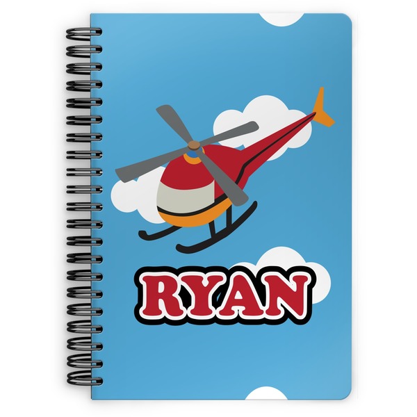 Custom Helicopter Spiral Notebook - 7x10 w/ Name or Text