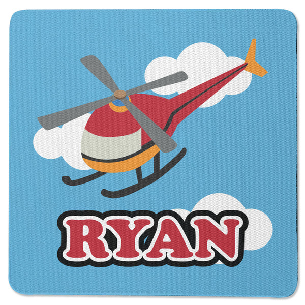 Custom Helicopter Square Rubber Backed Coaster (Personalized)
