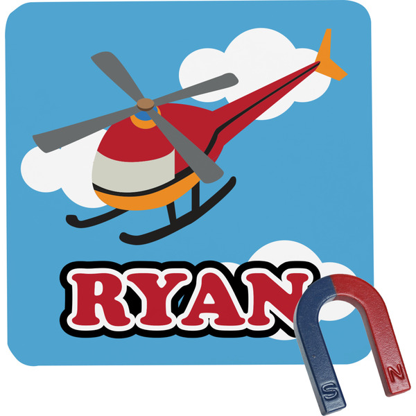 Custom Helicopter Square Fridge Magnet (Personalized)
