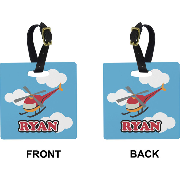 Helicopter Square Luggage Tag (Front + Back)