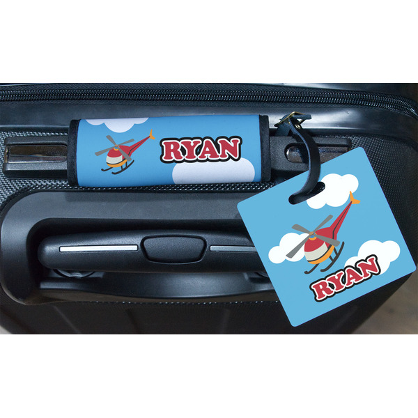 Helicopter Square Luggage Tag & Handle Wrap - In Context