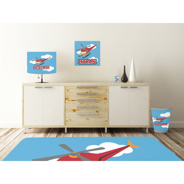 Helicopter Square Wall Decal Wooden Desk