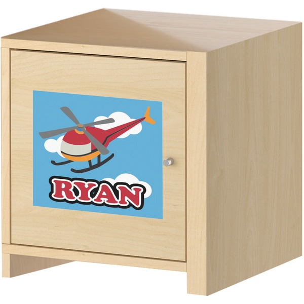 Helicopter Square Wall Decal on Wooden Cabinet
