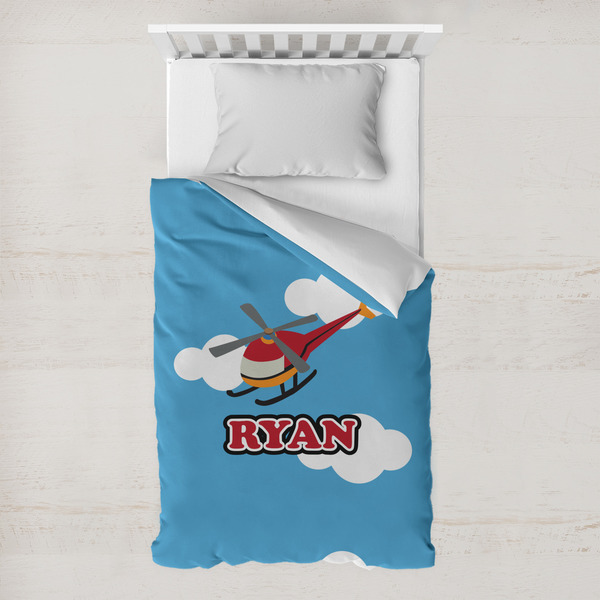 Custom Helicopter Toddler Duvet Cover w/ Name or Text