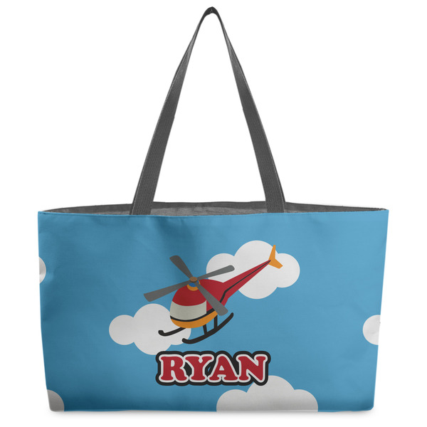 Custom Helicopter Beach Totes Bag - w/ Black Handles (Personalized)
