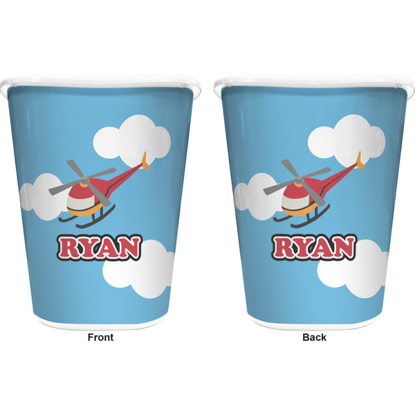 Helicopter Trash Can White - Front and Back - Apvl