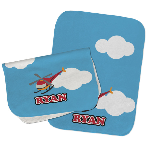 Helicopter Two Rectangle Burp Cloths - Open & Folded