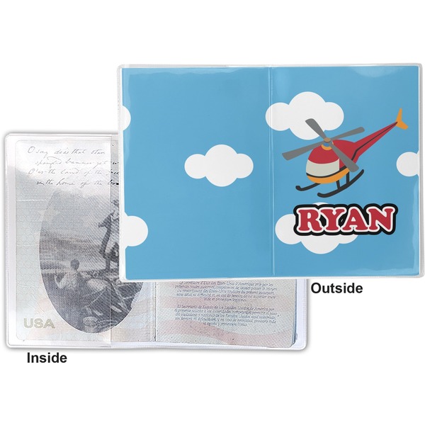 Helicopter Vinyl Passport Holder - Flat Front and Back