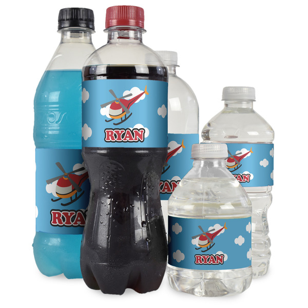 Helicopter Water Bottle Label - Multiple Bottle Sizes