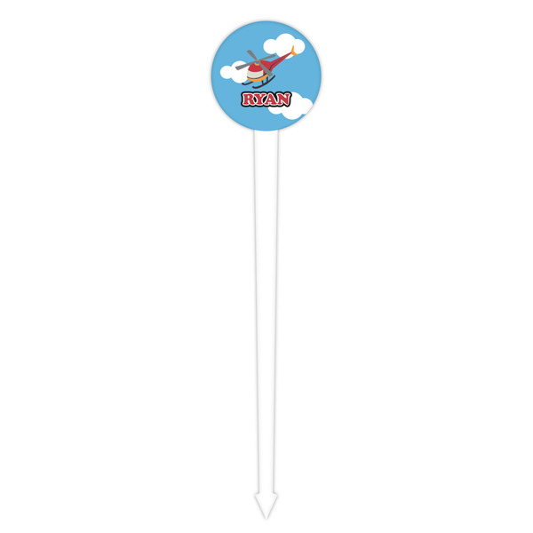 Helicopter White Plastic 4" Food Pick - Round - Single Pick
