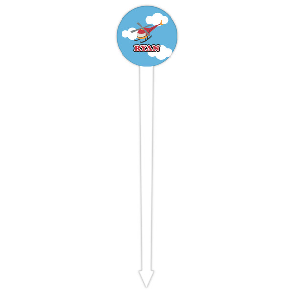 Helicopter White Plastic 6" Food Pick - Round - Single Pick