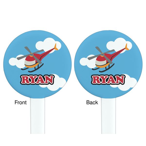 Helicopter White Plastic 7" Stir Stick - Double Sided - Round - Front & Back