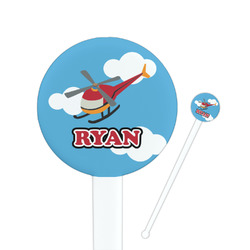 Helicopter 7" Round Plastic Stir Sticks - White - Double Sided (Personalized)