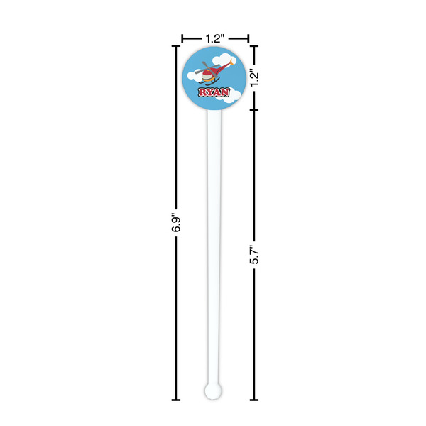 Helicopter White Plastic 7" Stir Stick - Round - Dimensions