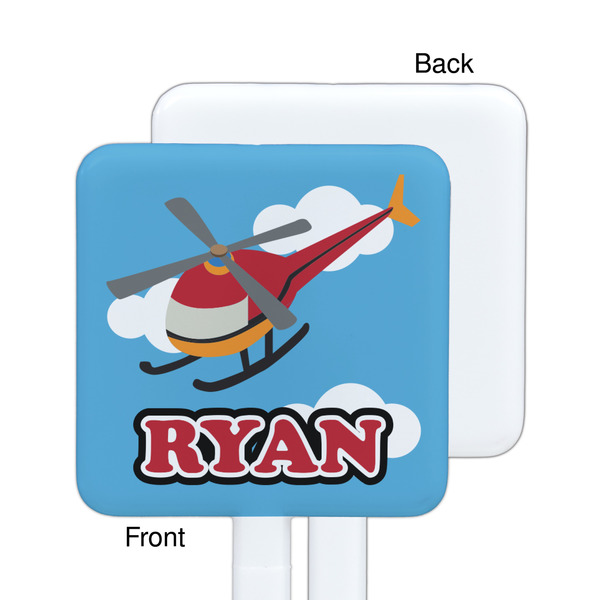 Helicopter White Plastic Stir Stick - Single Sided - Square - Approval