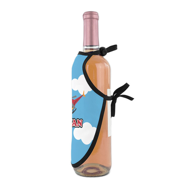 Helicopter Wine Bottle Apron - DETAIL WITH CLIP ON NECK