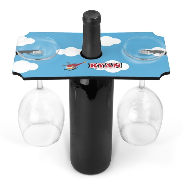 Custom Helicopter Wine Bottle & Glass Holder (Personalized)