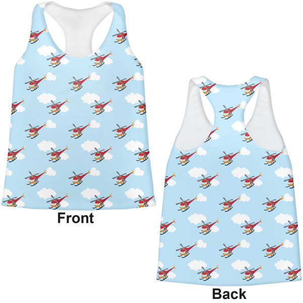 Helicopter Womens Racerback Tank Tops - Medium - Front and Back