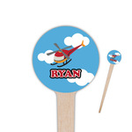 Helicopter 4" Round Wooden Food Picks - Single Sided (Personalized)