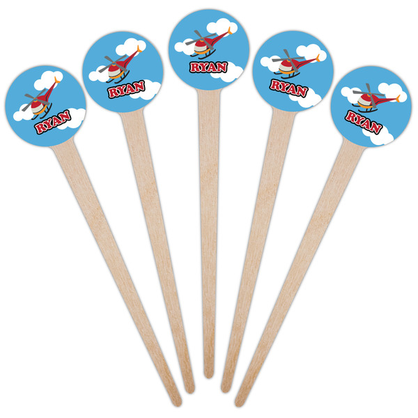 Helicopter Wooden 4" Food Pick - Round - Fan View