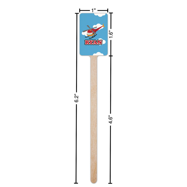 Helicopter Wooden 6.25" Stir Stick - Rectangular - Dimensions