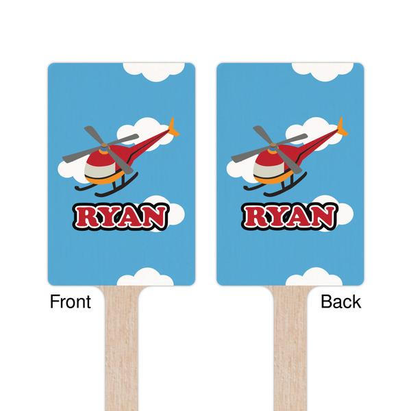 Helicopter Wooden 6.25" Stir Stick - Rectangular - Double Sided - Front & Back