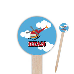 Helicopter Round Wooden Food Picks (Personalized)