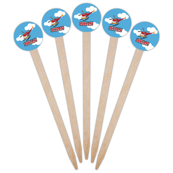 Helicopter Wooden 6" Food Pick - Round - Fan View
