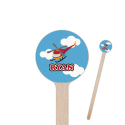 Helicopter 6" Round Wooden Stir Sticks - Single Sided (Personalized)