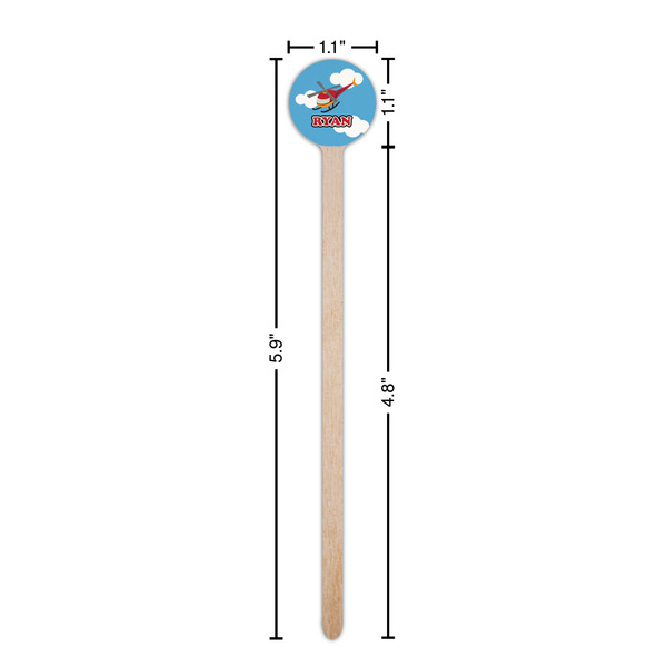 Helicopter Wooden 6" Stir Stick - Round - Dimensions