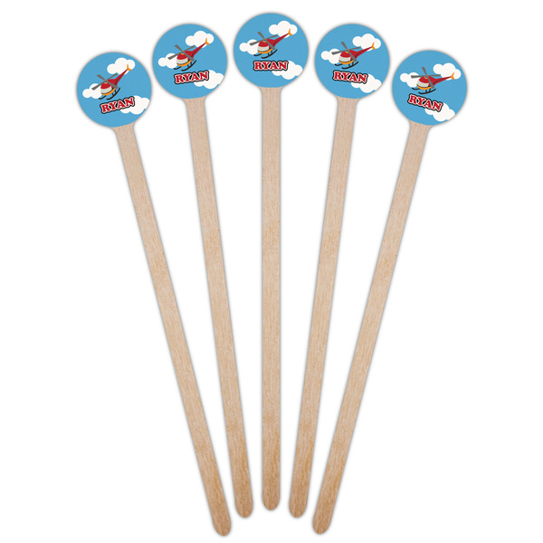 Helicopter Wooden 6" Stir Stick - Round - Fan View