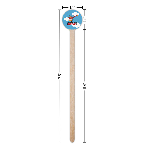 Helicopter Wooden 7.5" Stir Stick - Round - Dimensions