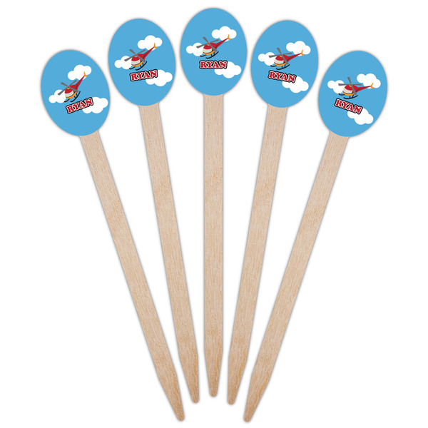 Helicopter Wooden Food Pick - Oval - Fan View