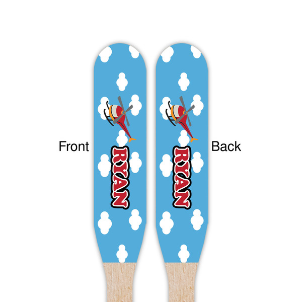Helicopter Wooden Food Pick - Paddle - Double Sided - Front & Back
